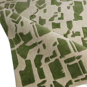 Olive Green Abstract Hand Tufted Rug – Modern Geometric Wool Area Rug